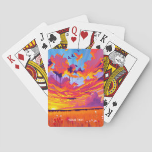 Fantasy Niedlich Red Orange Field Spielkarten