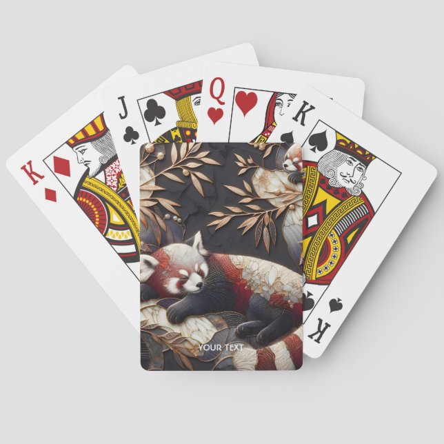 Fantasy Niedlich Red Panda Art Spielkarten (Rückseite)
