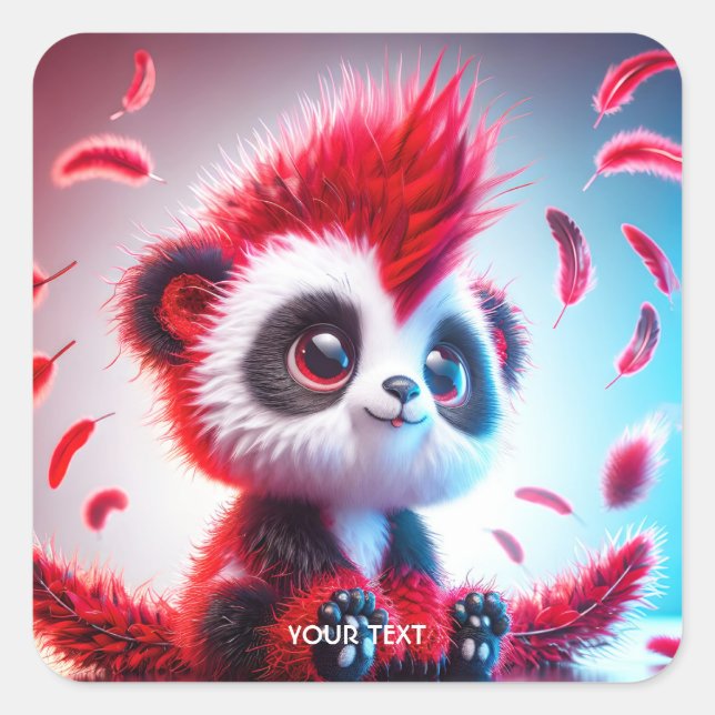 Fantasy Niedlich Red Panda Baby Quadratischer Aufkleber (Vorderseite)