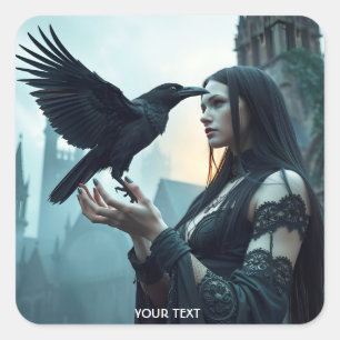 Fantasy Niedlich Renaissance Gotische Frau Quadratischer Aufkleber