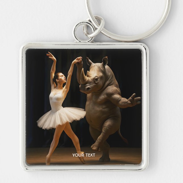Fantasy Niedlich Rhino Dancer Ballerina Schlüsselanhänger (Vorne)