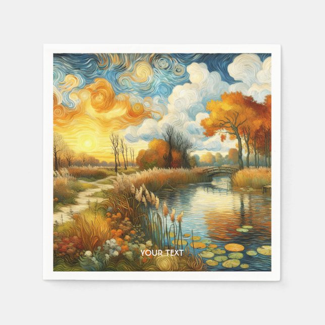 Fantasy Niedlich River Clouds Bridge Serviette (Vorderseite)