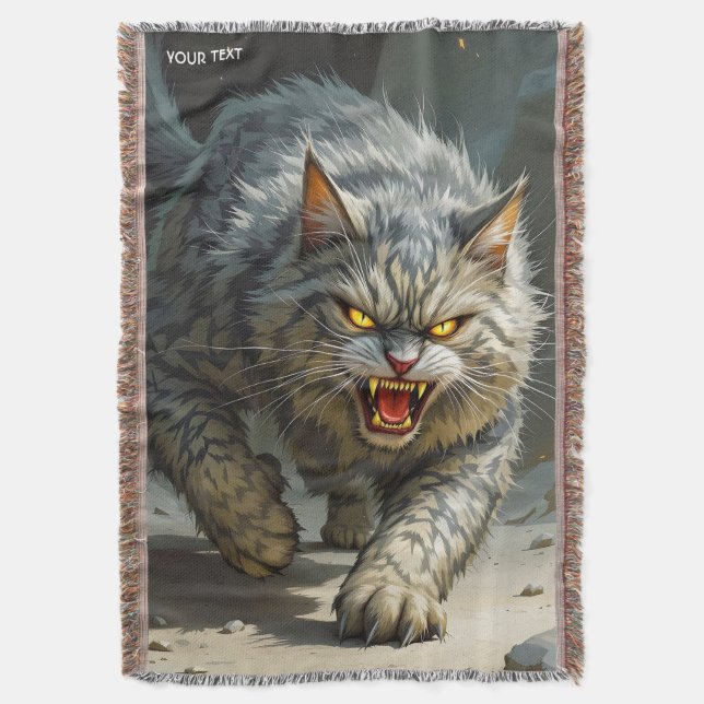 Fantasy Niedlich Rocks Angry Cat Decke (Vorderseite Vertikal)