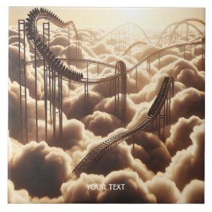 Fantasy Niedlich Rollercoaster in Wolken Fliese