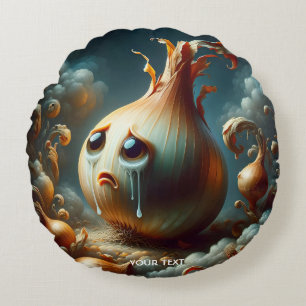 Fantasy Niedlich Sad Cying Zwiebel Rundes Kissen