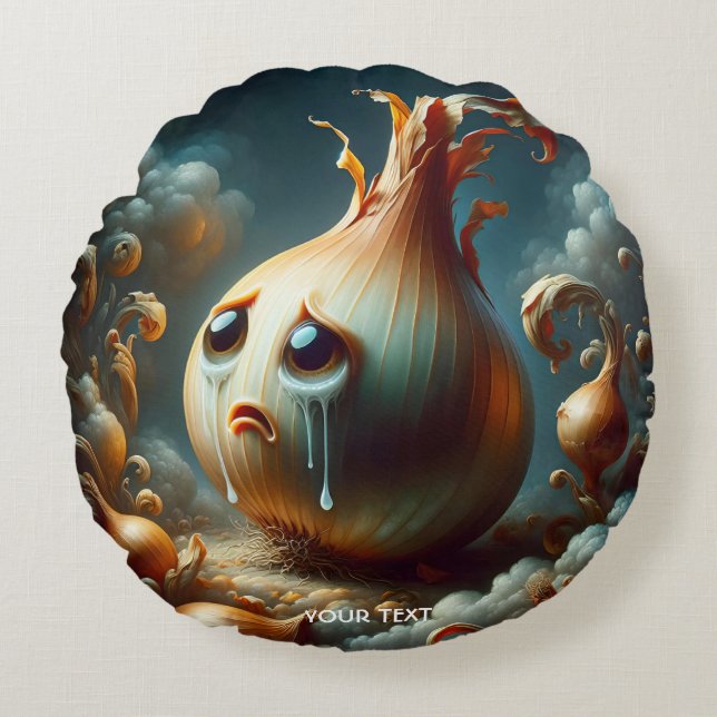 Fantasy Niedlich Sad Cying Zwiebel Rundes Kissen (Vorderseite)