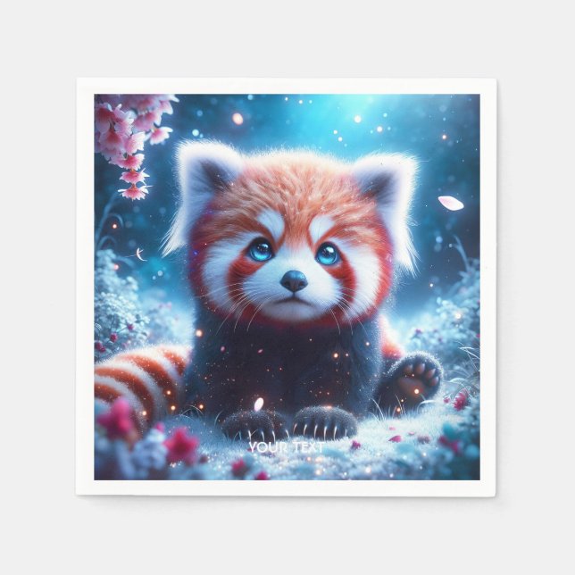Fantasy Niedlich Sakura Panda Red Serviette (Vorderseite)