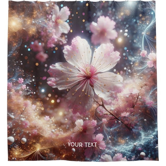 Fantasy Niedlich Sakura Pink Blume Duschvorhang (Vorderseite)