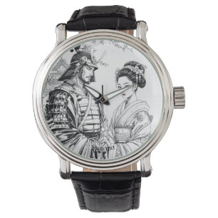 Fantasy Niedlich Samurai Geisha Pencil Armbanduhr