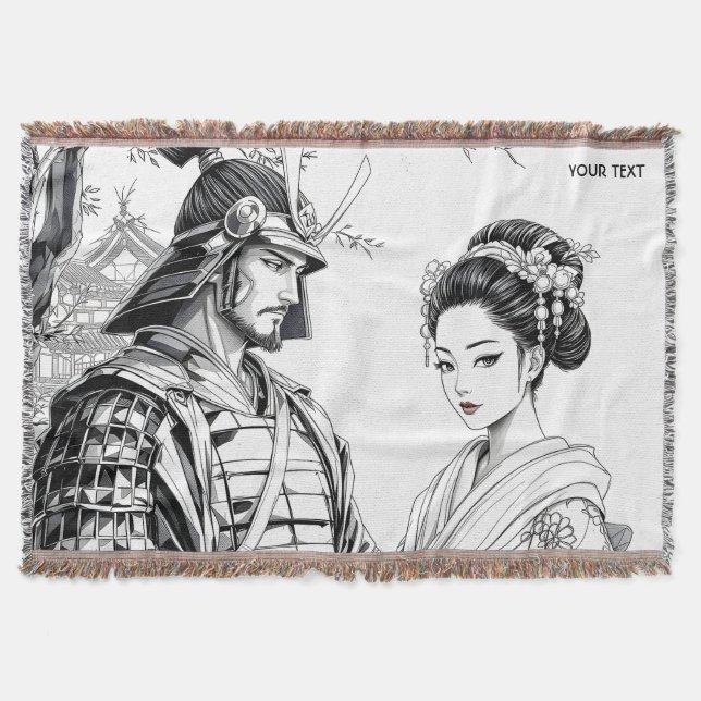 Fantasy Niedlich Samurai Geisha Pencil Decke (Vorderseite)
