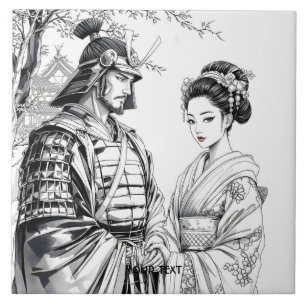 Fantasy Niedlich Samurai Geisha Pencil Fliese