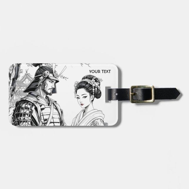 Fantasy Niedlich Samurai Geisha Pencil Gepäckanhänger (Vorderseite horizontal)
