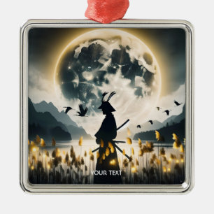 Fantasy Niedlich Samurai Reeds Moon Ornament Aus Metall