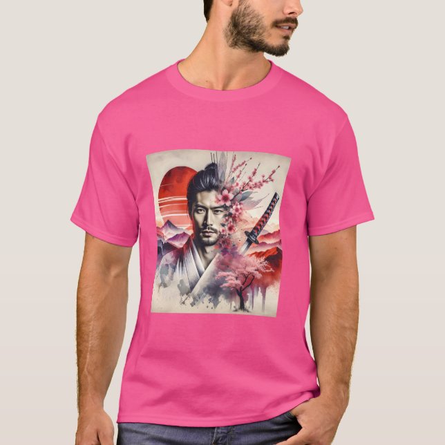 Fantasy Niedlich Samurai Sun Katana T-Shirt (Vorderseite)