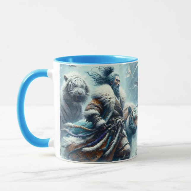 Fantasy Niedlich Samurai Winter Tigers Tasse (Links)