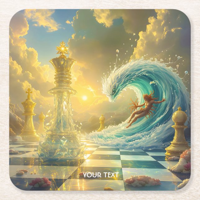 Fantasy Niedlich Schach Wolken Wave Rechteckiger Pappuntersetzer (Vorderseite)