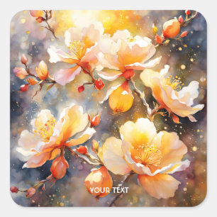 Fantasy Niedlich Schöne Gelbe Blossom Quadratischer Aufkleber
