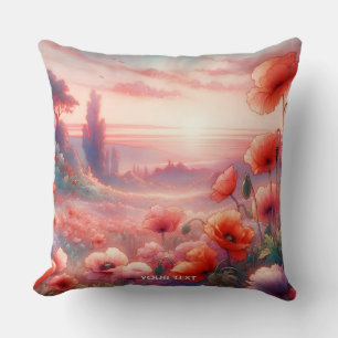 Fantasy Niedlich Schöne Pink Poppies Kissen