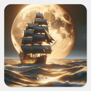 Fantasy Niedlich Sea Briganté Quadratischer Aufkleber