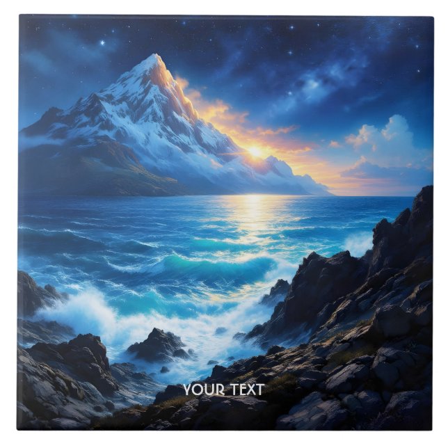 Fantasy Niedlich Sea Rocks Sunset Fliese (Vorderseite)