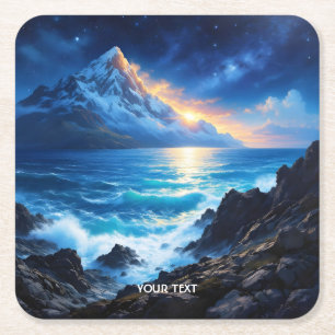 Fantasy Niedlich Sea Rocks Sunset Rechteckiger Pappuntersetzer