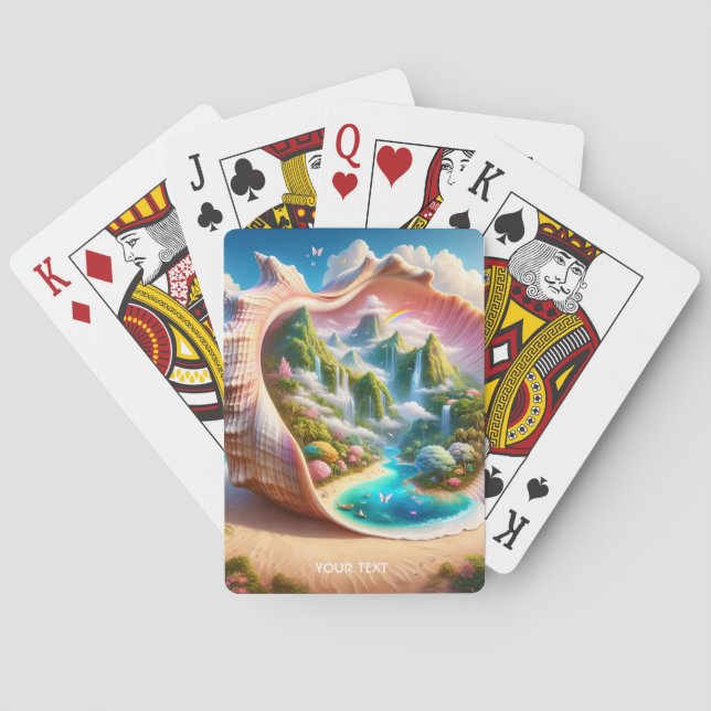 Fantasy Niedlich Seashell Hidden Landschaft Spielkarten (Rückseite)