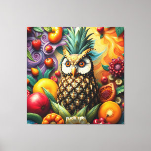 Fantasy Niedlich Serene Ananas Owl Leinwanddruck