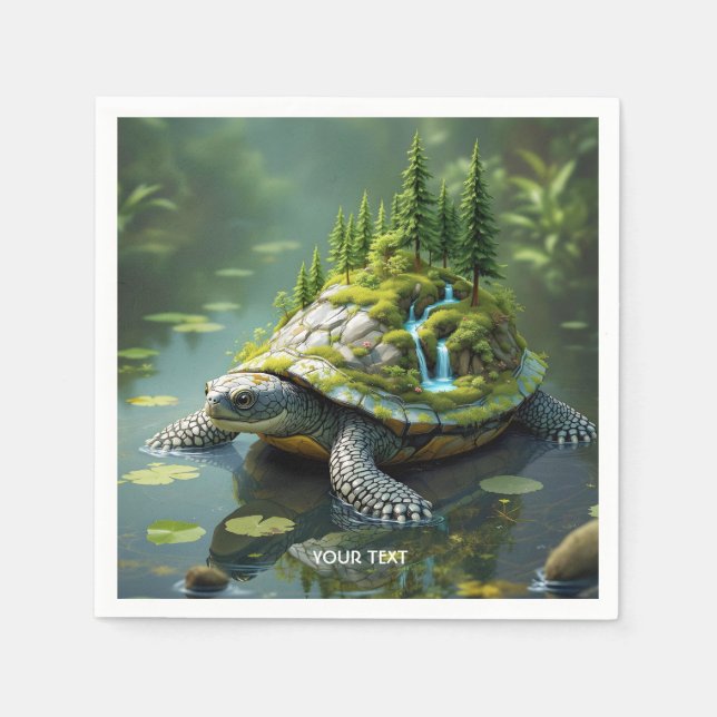 Fantasy Niedlich Serene Turtle Forest Serviette (Vorderseite)