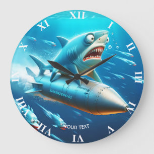 Fantasy Niedlich Shark Torpedo Sea Große Wanduhr