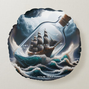 Fantasy Niedlich Ship Bottle Sea Rundes Kissen