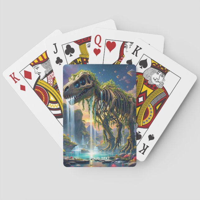 Fantasy Niedlich Skeleton Dinosaur Garden Spielkarten (Rückseite)