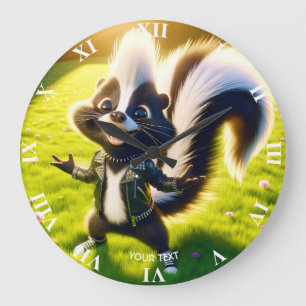 Fantasy Niedlich Skunk Punk Style Große Wanduhr