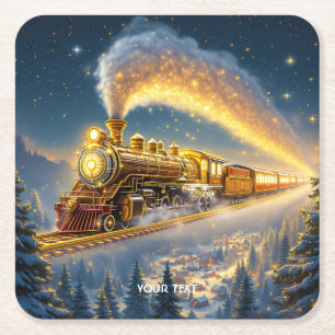 Fantasy Niedlich Sky Train Village Rechteckiger Pappuntersetzer