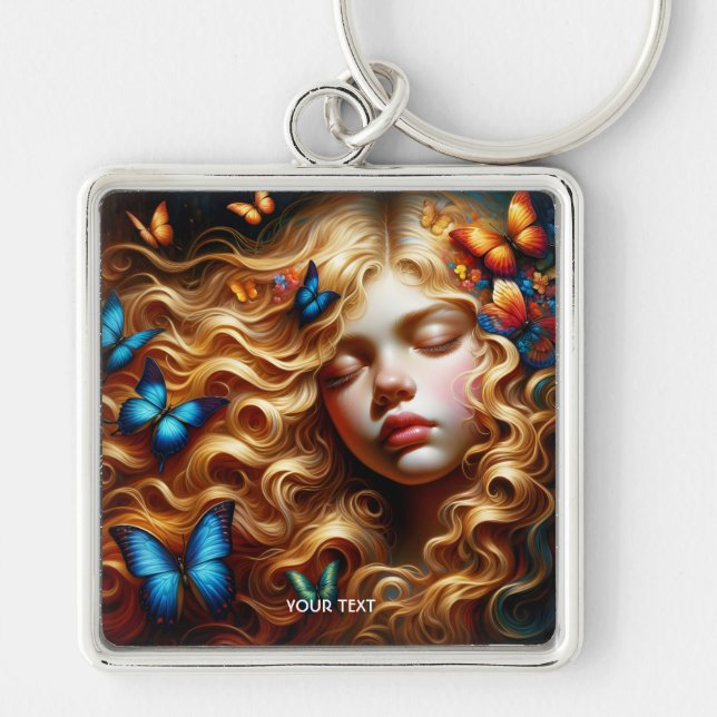 Fantasy Niedlich Sleeping Girl Butterfys Schlüsselanhänger (Vorne)