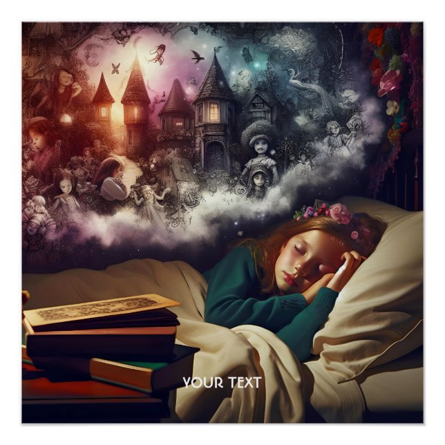 Fantasy Niedlich Sleeping Girl Dreams Poster (Vorderseite)