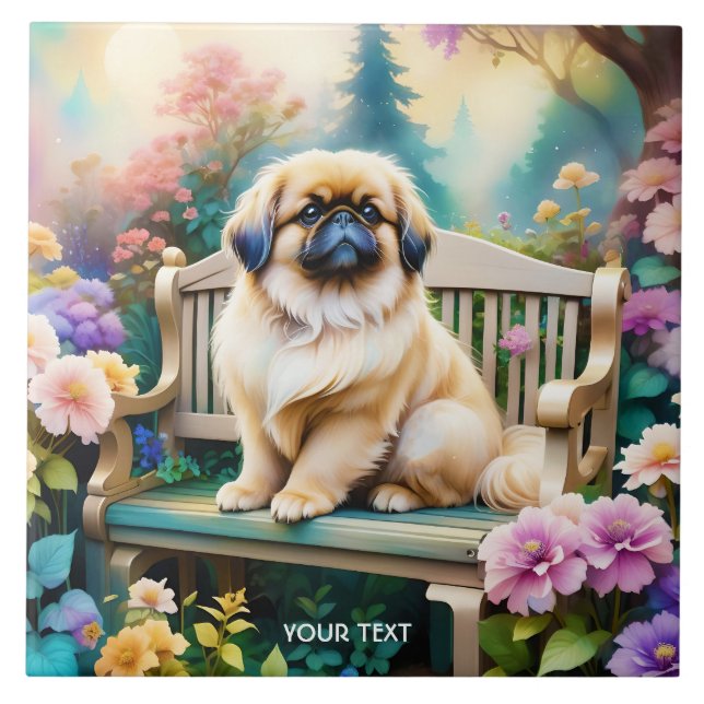 Fantasy Niedlich Small Hunde Blume Fliese (Vorderseite)