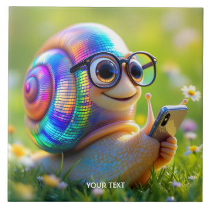 Fantasy Niedlich Snail Phone Blume Fliese