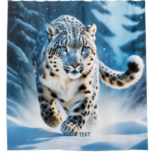 Fantasy Niedlich Snow Leopard Running Duschvorhang