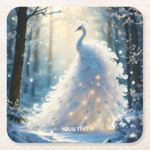 Fantasy Niedlich Snow White Peacock Rechteckiger Pappuntersetzer
