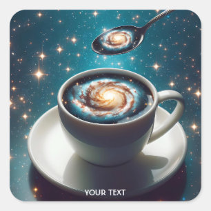 Fantasy Niedlich Space Cup Spoon Quadratischer Aufkleber