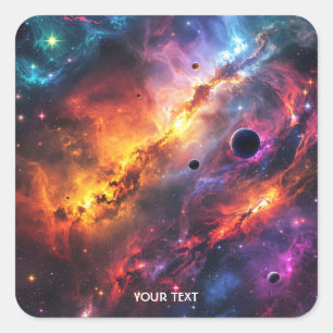 Fantasy Niedlich Space Scenes Collage Quadratischer Aufkleber