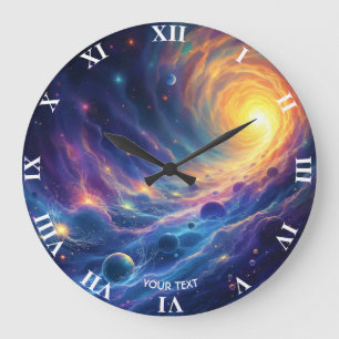 Fantasy Niedlich Space Sun Stars Große Wanduhr