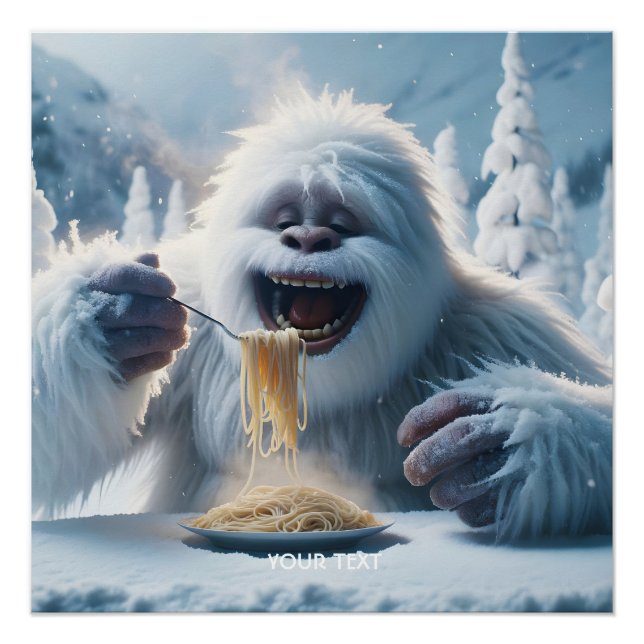 Fantasy Niedlich Spaghetti Yeti Snow Poster (Vorderseite)