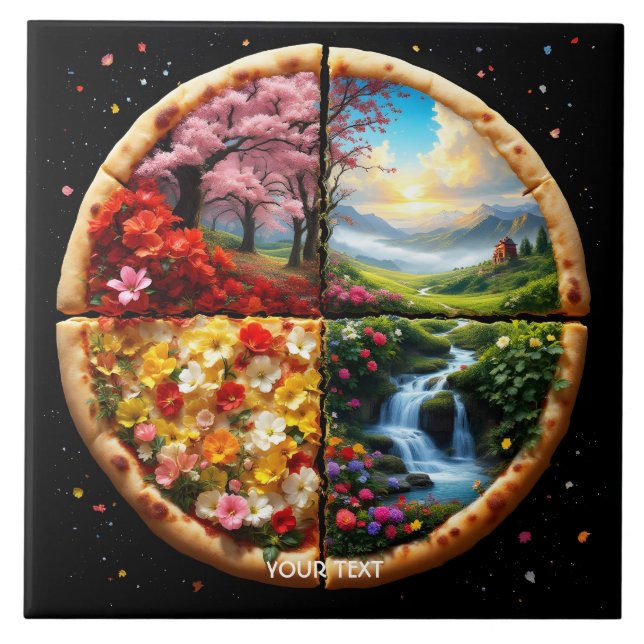 Fantasy Niedlich Spring Delicate Pizza Fliese (Vorderseite)
