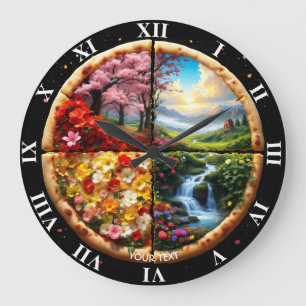 Fantasy Niedlich Spring Delicate Pizza Große Wanduhr