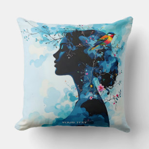 Fantasy Niedlich Spring Girl Bird Kissen