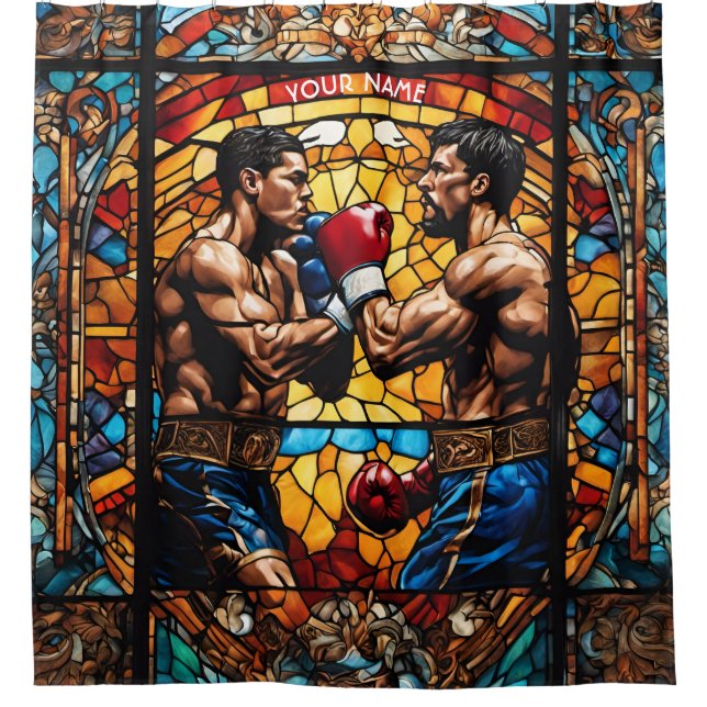 Fantasy Niedlich Stached Glass Boxers Duschvorhang (Vorderseite)