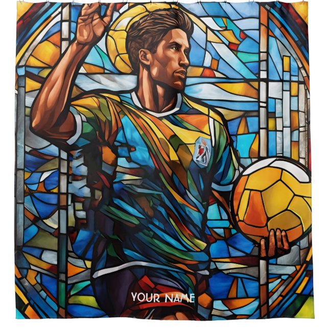 Fantasy Niedlich Stached Glass Volleyball Player Duschvorhang (Vorderseite)