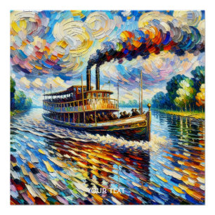 Fantasy Niedlich Steam Boat Ship Poster