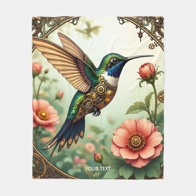 Fantasy Niedlich Steampunk Bird Blume Fleecedecke (Vorderseite)